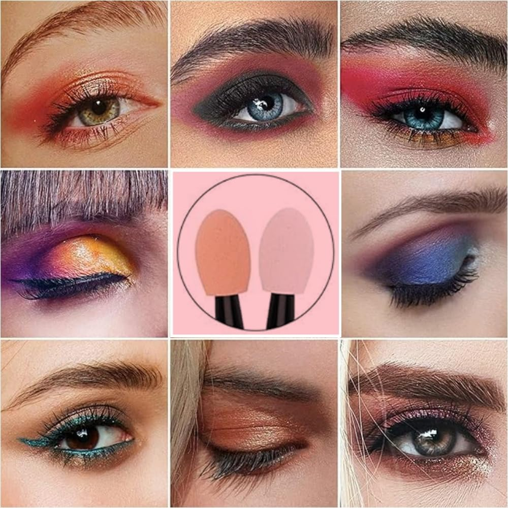 HIDOSNG 60 Pcs Black Eyeshadow Brush, Dual Sided Eye Shadow Sponge, Eye Makeup Applicators