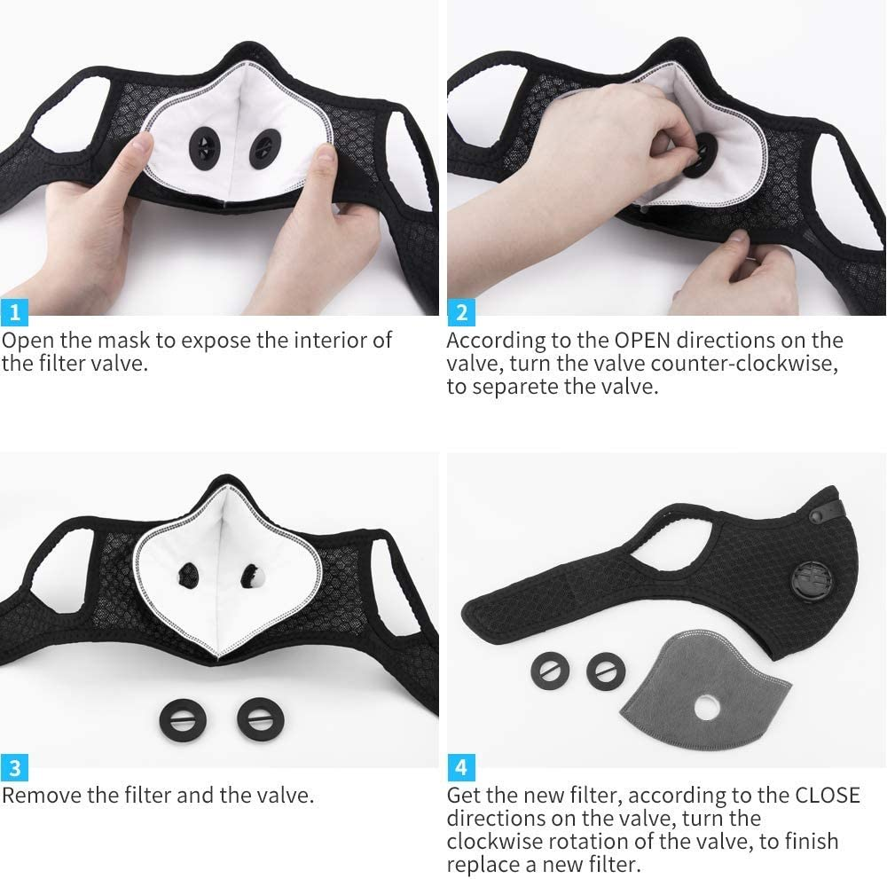 Dust Mask, Amazer Tec Reusable Dust Pollution Mask with Activated Carbon Filter for Woodworking House Cleaning Gardening and Outdoor Activities (Pack of 1 Black) image number 4