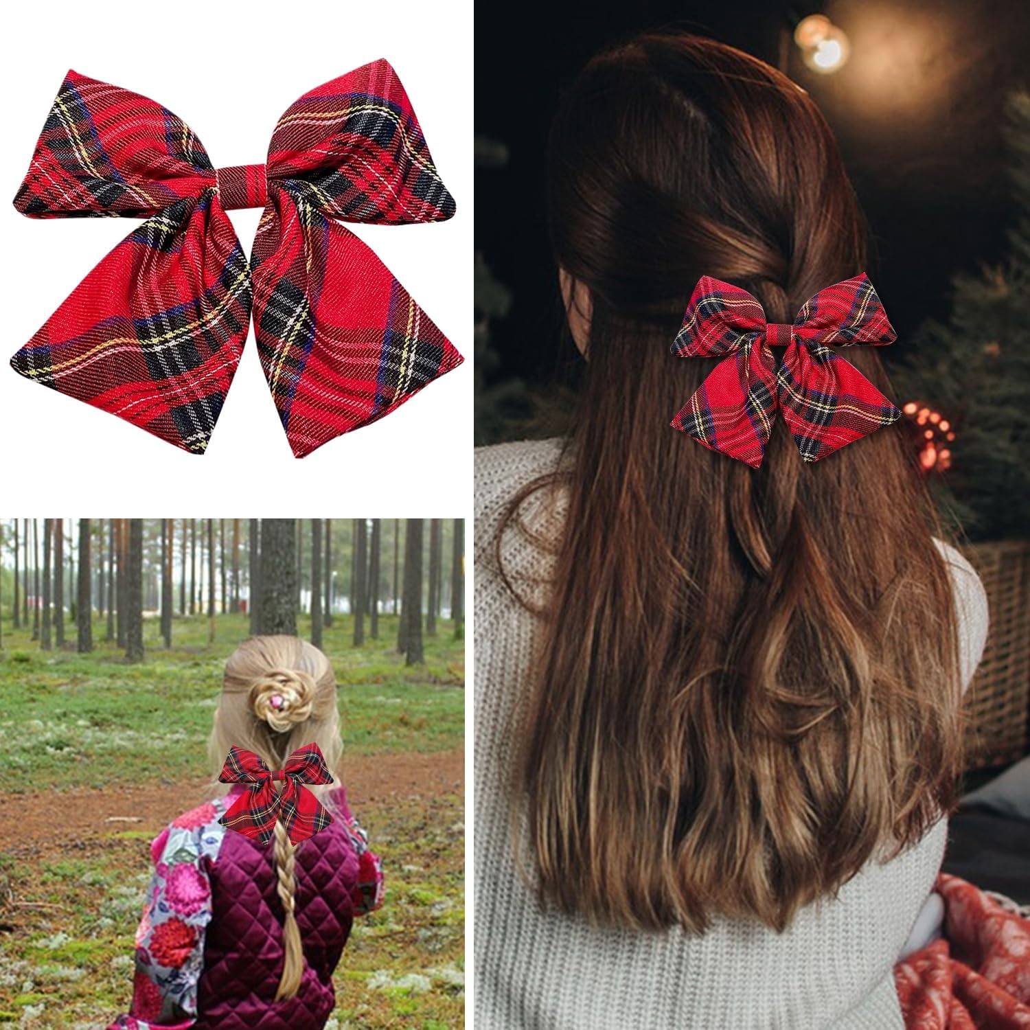 2PCS Tartan Bow Knot Hair Clips &ndash; Classic Scottish Plaid Hair Accessories for Women & Girls, Secure & Elegant Clips for Daily Wear image number 4