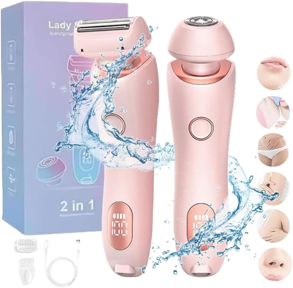 Electric Shaver for Women Bikini Trimmer Wet Dry Use 2 in 1 Silk Glide Epilator (Blue)