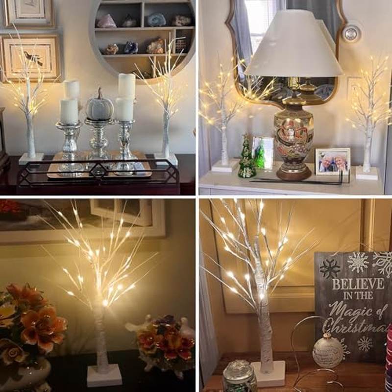 2-Pack 2FT Birch Tree with 48 LED Lights and Timer For image number 4