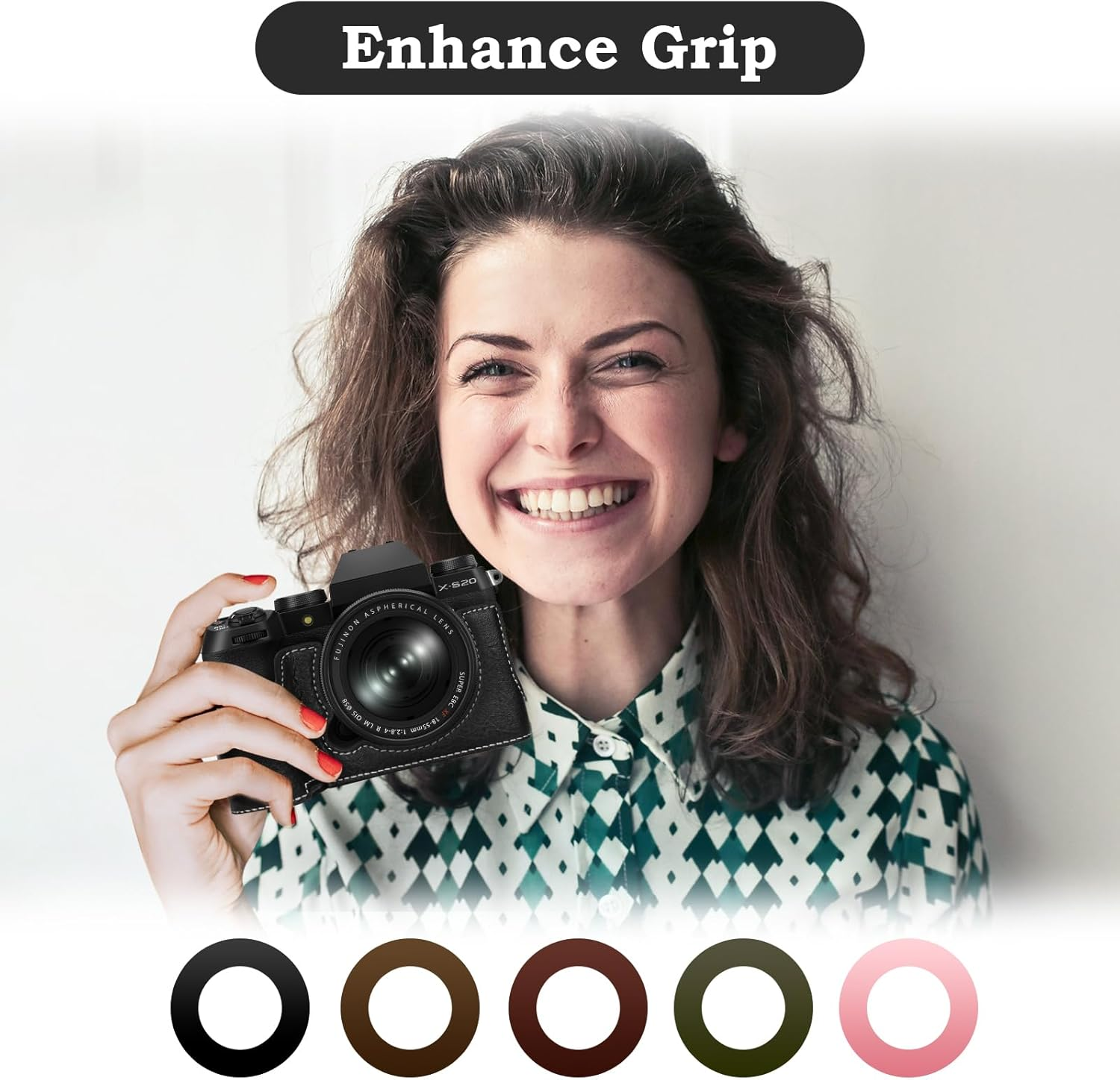 VOVMOEYA XS20 Case,Half Camera Case for Fuji XS20,PU Leather Camera Half Case Compatible with Fujifilm X-S20 Digital Camera - Black