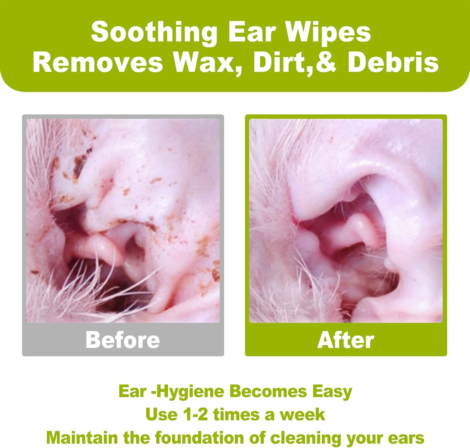 Dr.Easy 120Ct Pet Ear Grooming Wipes for Dogs &Cats Fragrance Free，Helps Dissolve Wax Build-Up and Control Ear Odorflushable & Compostable，Stop Ear Itching Natural Cleansing (Pack of 1) image number 5