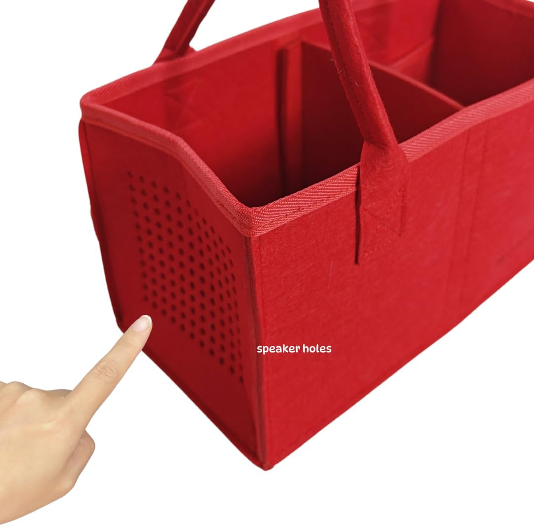 Case for Toniebox Music Box Carry Bag Felt with Inner Pocket Red Color with Partition and Elastic Straps 2025 image number 4