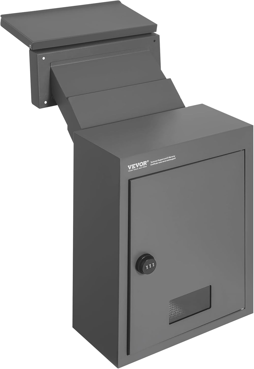VEVOR through the Wall Drop Box, Heavy Duty Steel through the Wall Mailbox with 2.8-7.9" 13" Combination Lock, 12.5X6.3X16.9 Mail Drop Box, Dark Gray image number 5