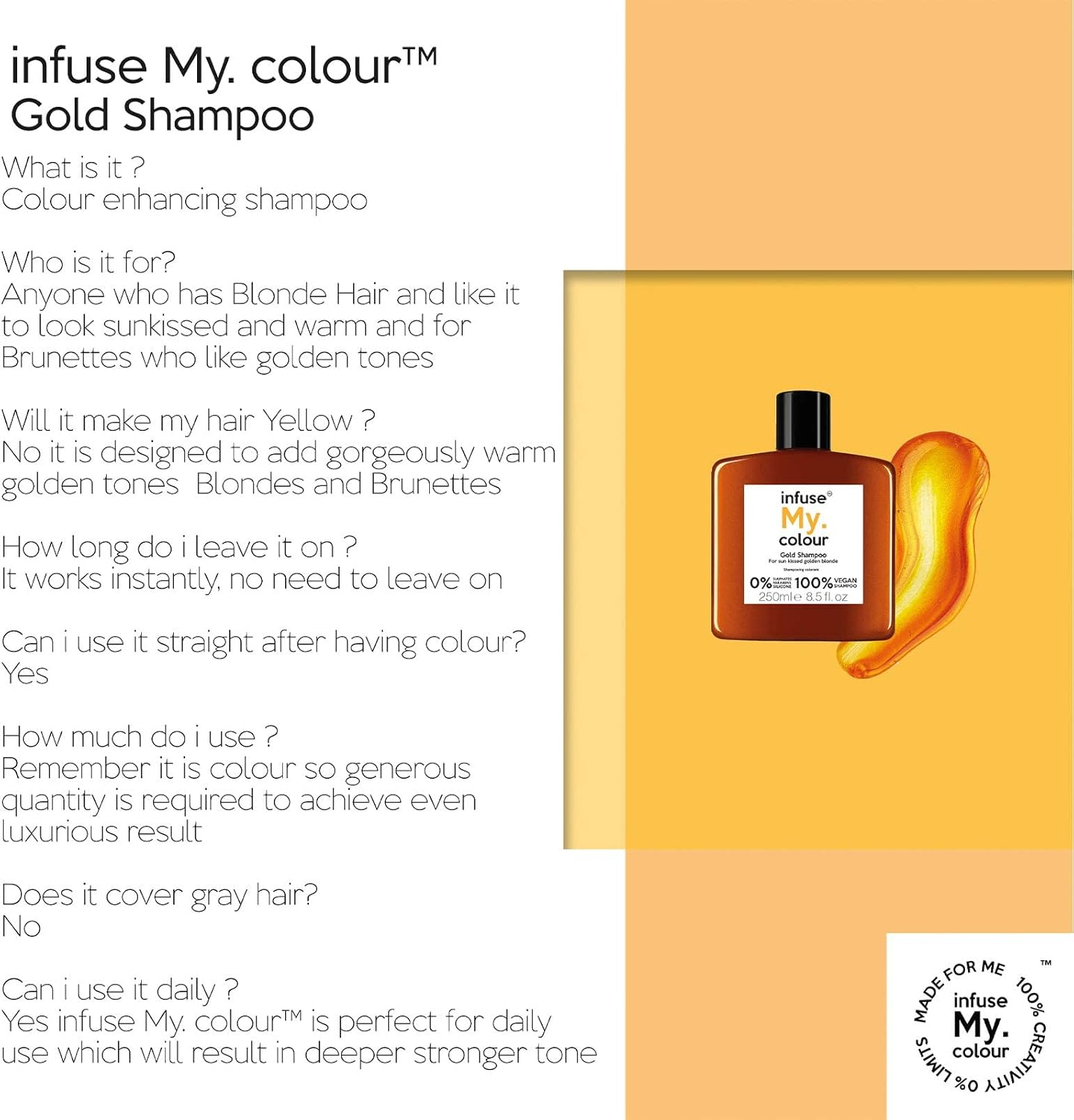 Infuse My. Colour Gold Shampoo, Gold, 250 Ml - Ruby image number 4