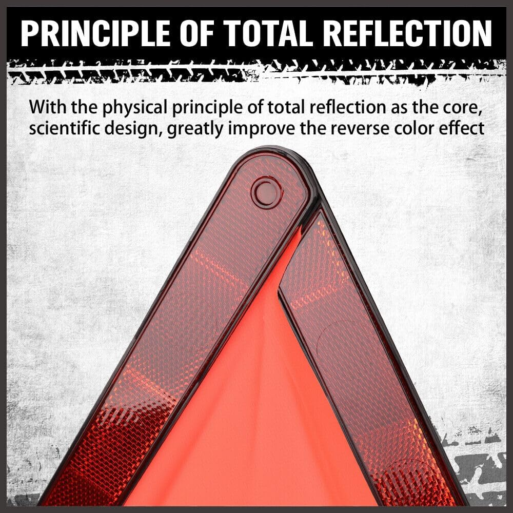 HOURSDY 3-Pack Safety Triangle Kit, Foldable Emergency Road Warning Reflector Roadside Reflective Warning Sign Emergency Car Kit with Storage Box image number 2
