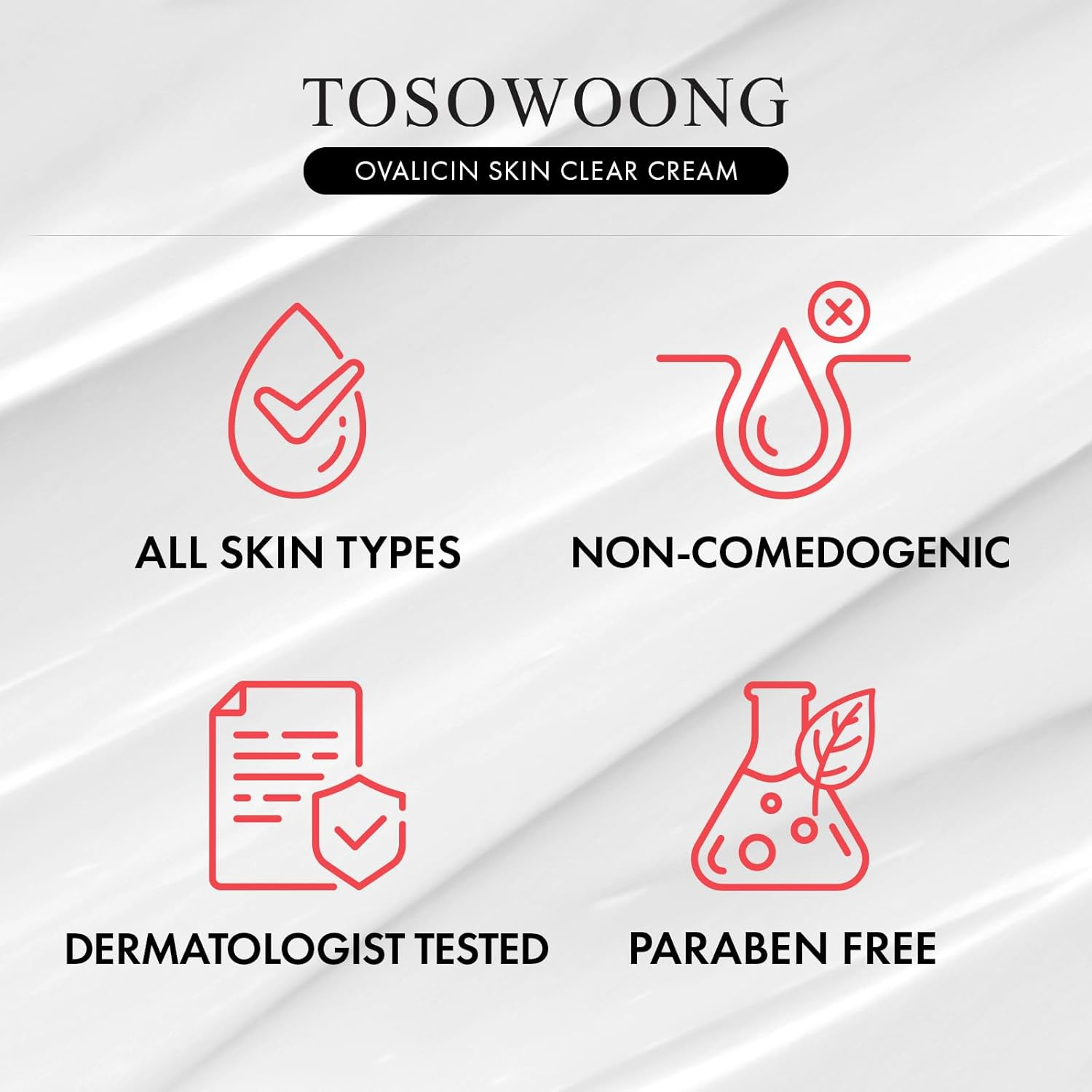 TOSOWOONG Ovalicin Skin Clear Cream, Skin Soothing, Moisturizing with Niacinamide and Sulfur, Korean Skincare, 50G, 1.76 Oz. image number 6