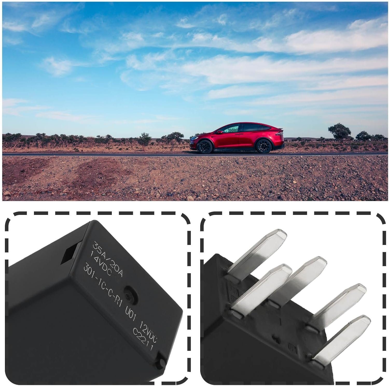 Be in Your Mind 2PCS 5Pin 12V 35 Amp Relay 5-Pin Automotive Relay Micro Automotive Motorboat Relay 12V 35A/20A SPDT 301-1C-C-R1-U01-12VDC image number 4