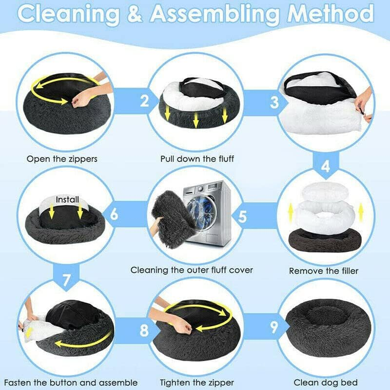 AIMALL Washable Pet Calming Bed with Zipper Cover, Soft Plush round Dog Cat Sleeping Nest, Warm Detachable Design for Comfort in 50Cm-100Cm Sizes image number 6