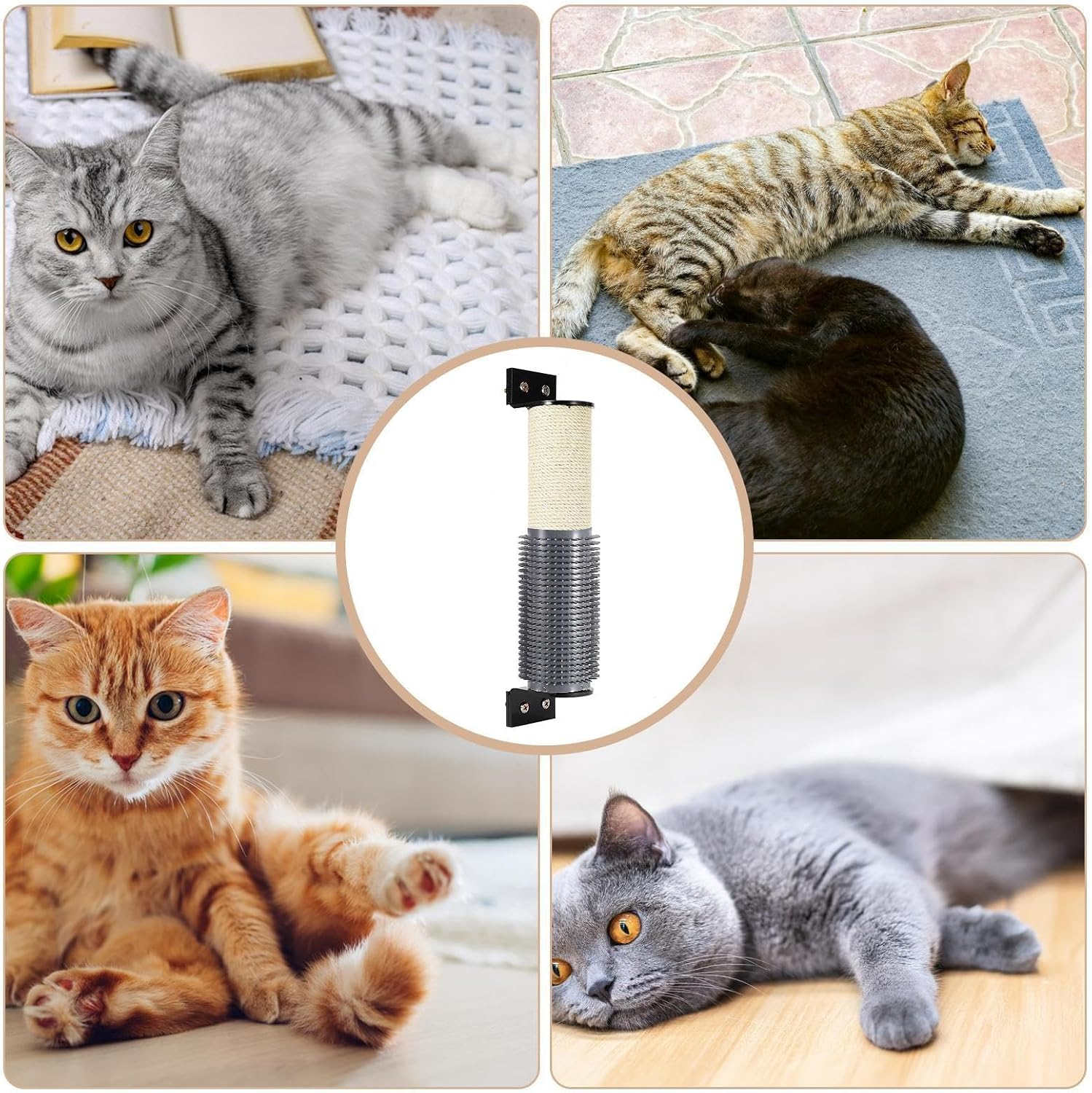 Cat Tree Replacement Post | Natural Sisal Heavy-Duty Replacement Cat Scratching Post - Versatile Kitten Supplies for Home Apartment Living Room Bedroom Playroom image number 2