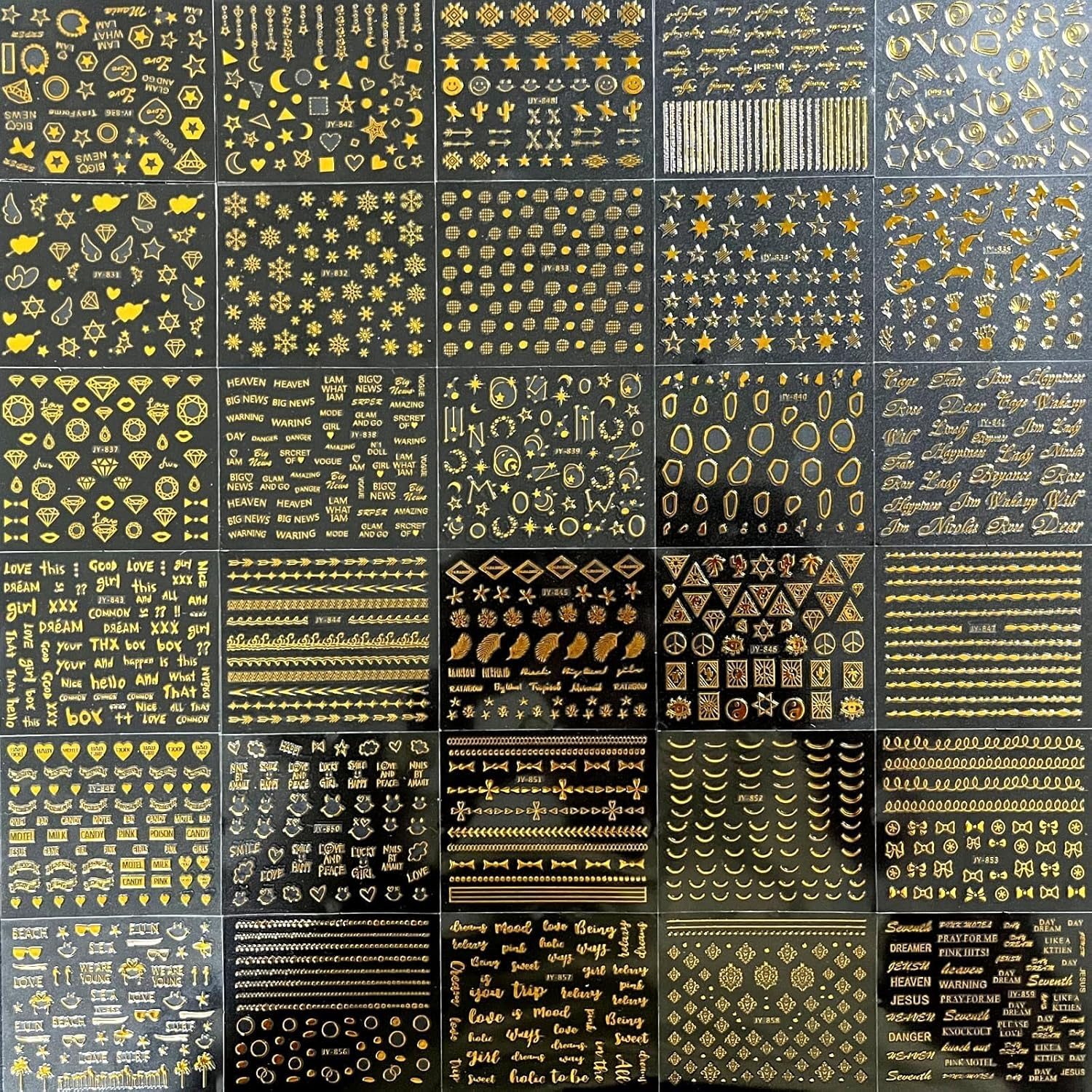 CLERIVI 3D Self-Adhesive Nail Stickers - 30-Pack Nail Art Decals Kit with Stars, Lines & Floral Designs | Temporary Gold Leaf & Diamond Nail Supplies for DIY Manicure, Acrylic Nails image number 6