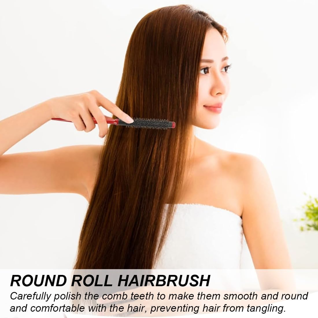 2 Pieces Small round Brush Mini Hair Beard Brush Styling for Thin Hair Ponytail Beard Volume Curls image number 2