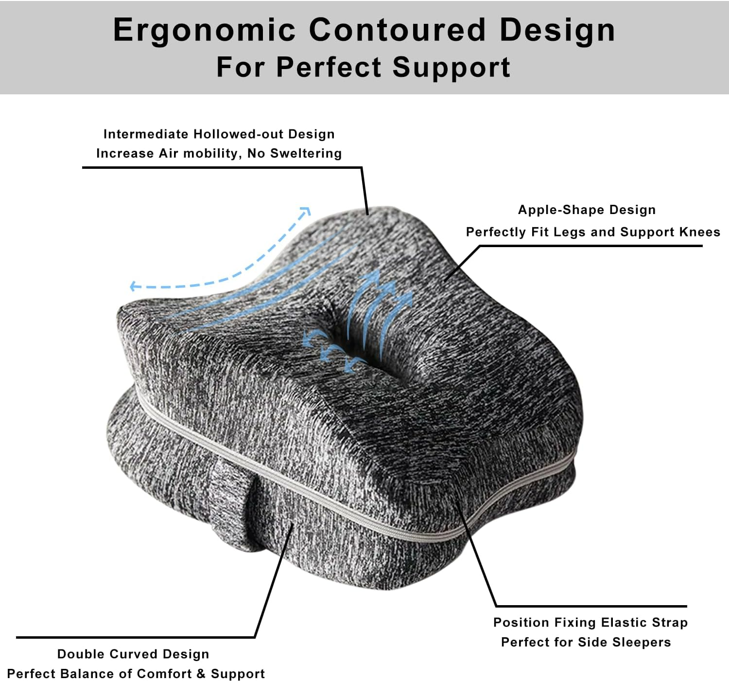 Knee Pillow for Sleeping on Side, Memory Foam Wedge Pillow Knee Pillow, Leg Pain, Knees Pain, Joints Pain & Pregnancy Bed Leg Cushion for Side Sleepers image number 3