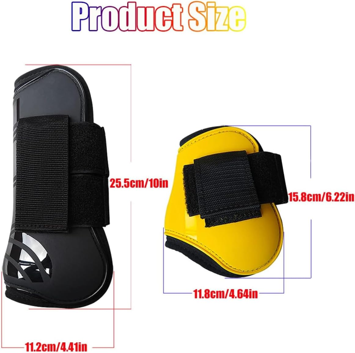 AIMALL Set of 4 Equestrian Horse Leg Protectors, Durable Dive Material with Velcro Straps, Enhanced Joint Protection, Blue, Size Large - Black image number 2