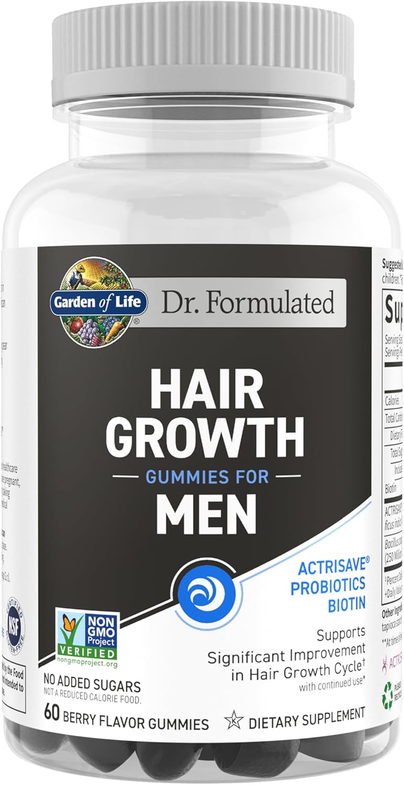 Garden of Life Dr. Formulated Hair Growth Gummies for Men, with Biotin and Clinically Studied Extracts to Support Men&rsquo;S Hair Growth, Delicious Berry-Flavored Gummies, 60 Count image number 2