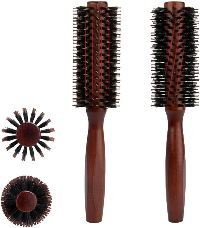 Armastuse 2Pcs Roller Hairbrush, Mens Small round Brush for Hair Styling, Roller Brush to Add Volume and Lift Hair,Boar Bristle round Hair Brush Set