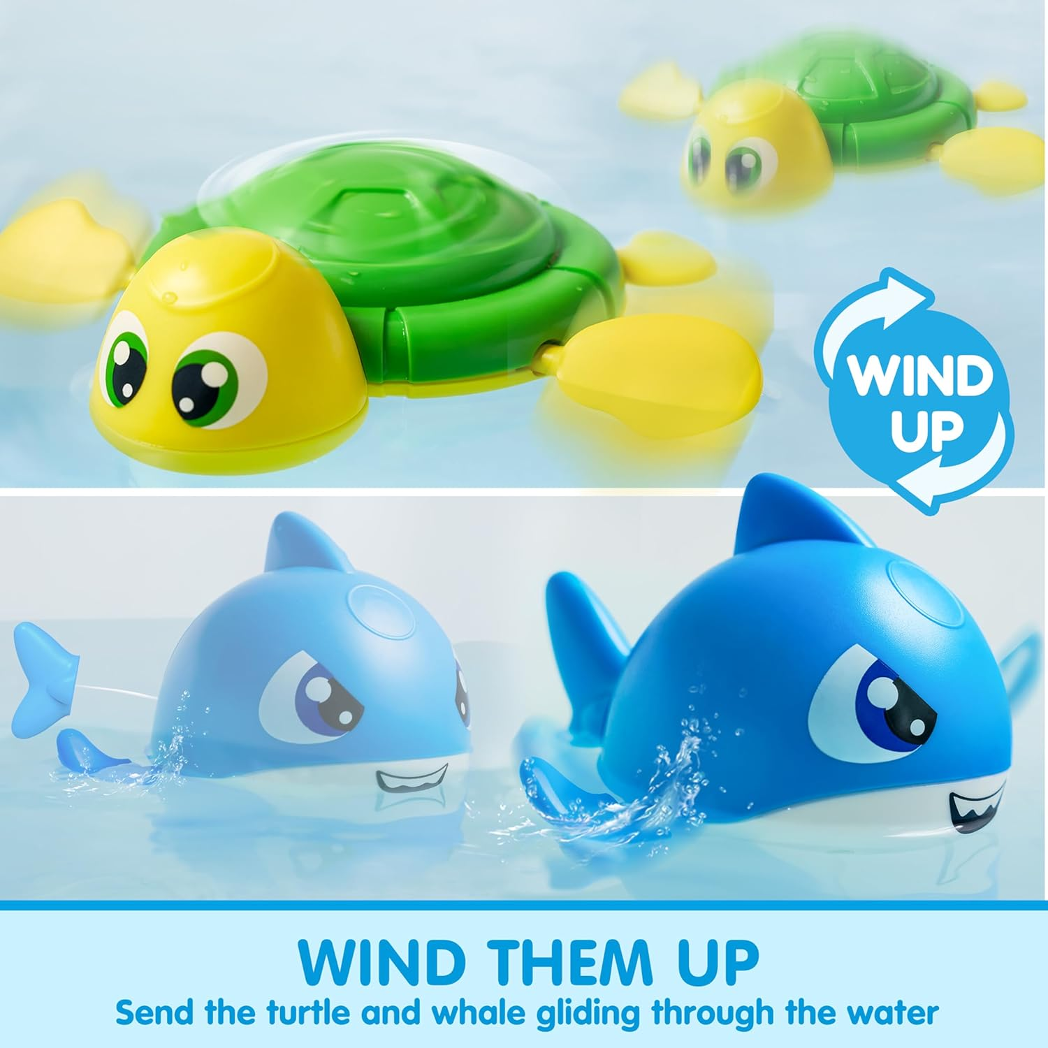 JOYIN Bath Fishing Toy Set for Toddlers - Magnetic Toy with Fishing Rod, Spinning Octopus and Starfish, Wind-Up Shark and Turtle - Sensory Development for Infants image number 4