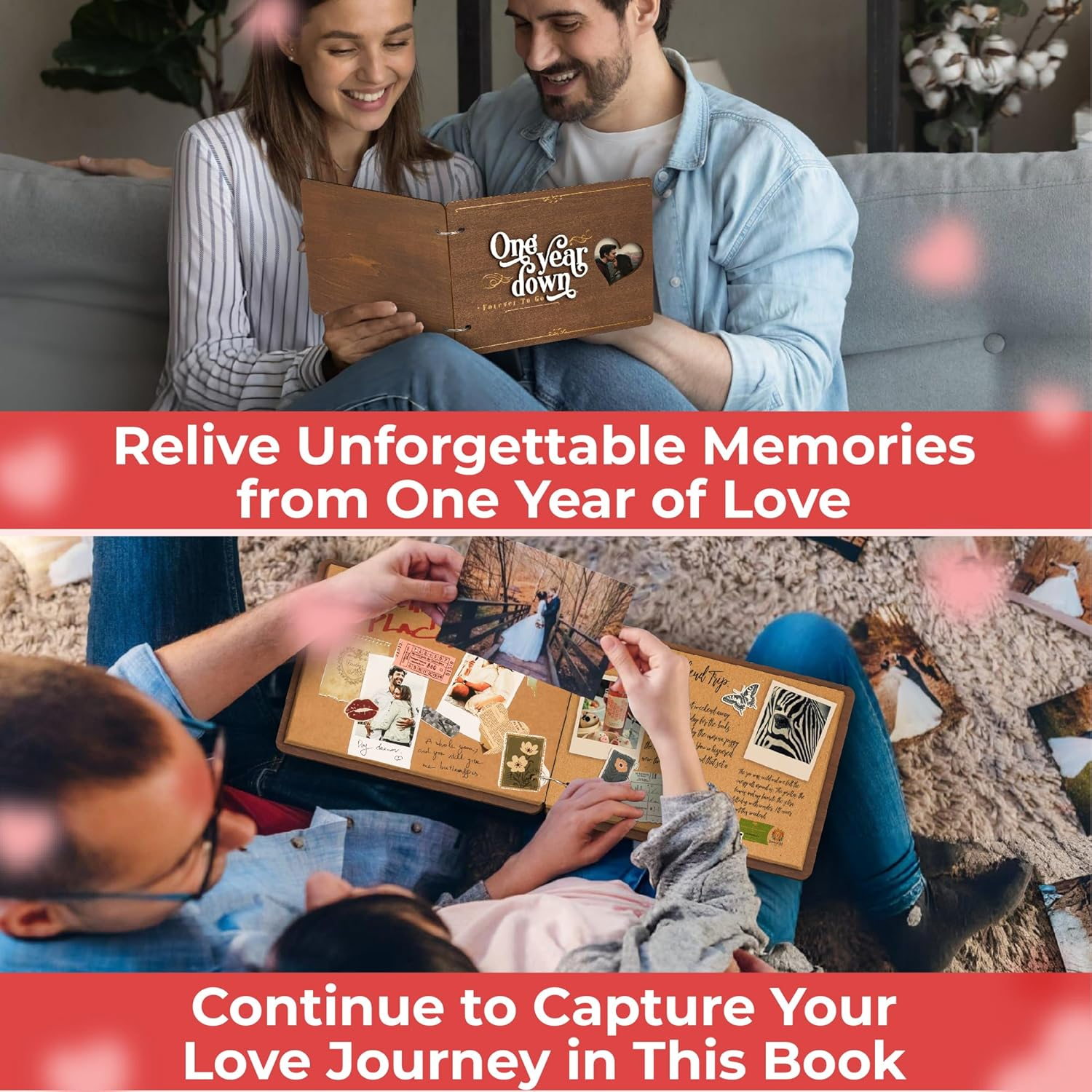 Stofinity 1 Year Anniversary Boyfriend Gifts - One Year Dating Gifts for Her Girlfriend, 1 Year Anniversary Scrapbook, 1St Wedding Gift image number 2