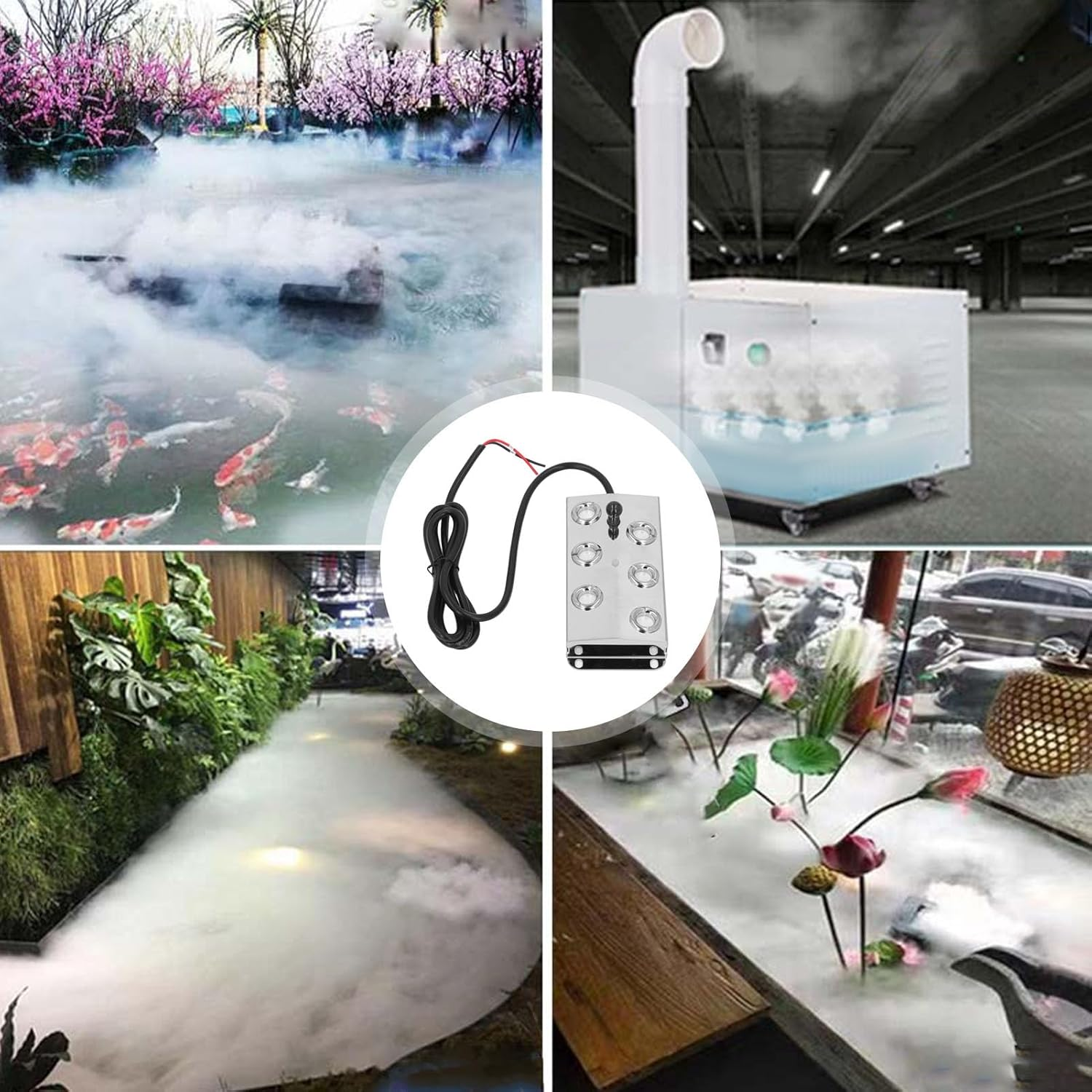 Ultrasonic Mist Maker Fogger 6 Head, IP67 Waterproof Mist Maker Fogger, Stainless Steel Ultrasonic Fog Humidifier with Independent Fusing, for Landscape Garden image number 5