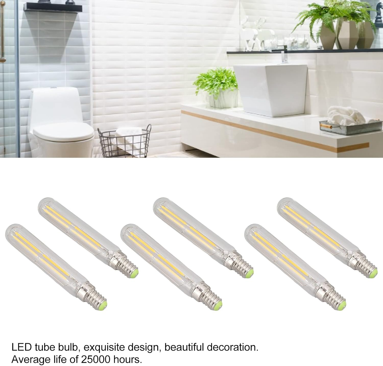 2Pcs E14 LED Bulb, Warm White 2300K Dimmable Bulb, 4W E14 Base Tubular Light Bulb, Energy Saving Decorative Bulb, Best Replacement for Halogen and Incandescent Bulb image number 1