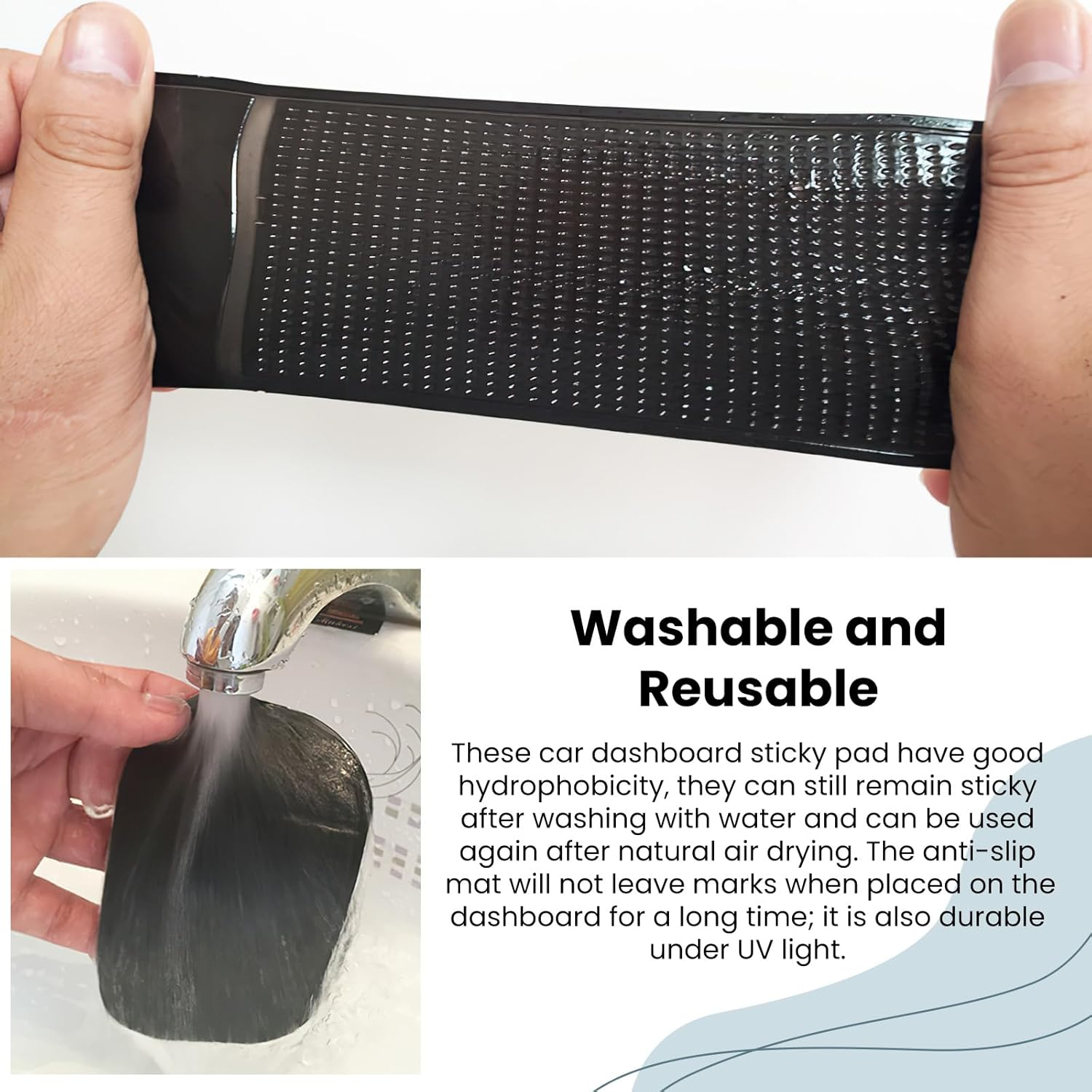 4 PCS anti Slip Mat, 14 * 8 Cm Non Slip Car Dash Mats, Self-Adhesive Washable Dashboard Grip, Car Dashboard Accessories, Multifunctional Fixate anti Slip for Cell Phone Sunglasses Keys - Black image number 1