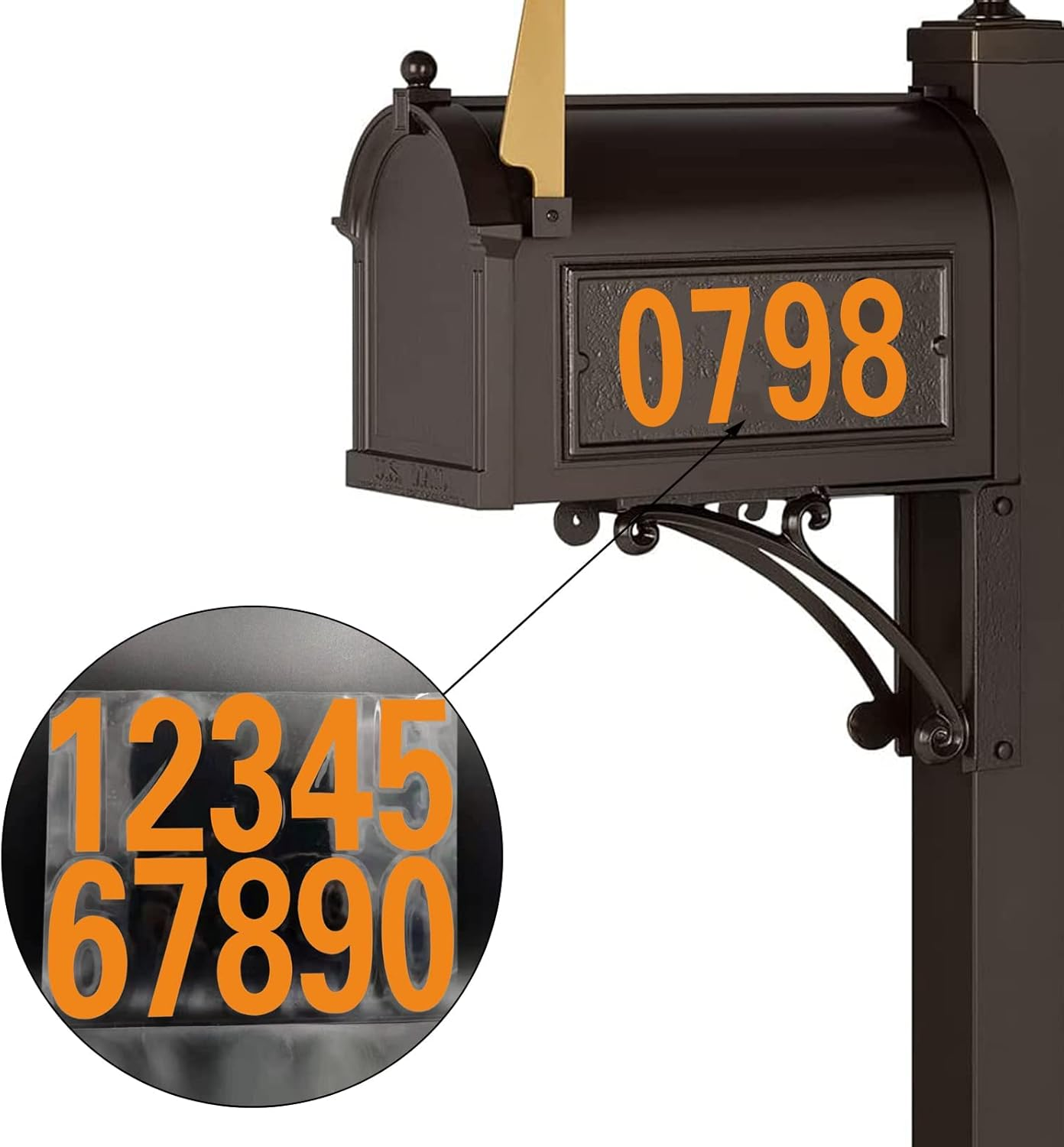 Mailbox Numbers Reflective Stickers for Outside,4 Sets(0-9) Vinyl Numbers Decals for Letterbox Signs Windows House Door Racing Cars Trucks Home Business Address Numbers (1.38"X2.87", Yellow) image number 7