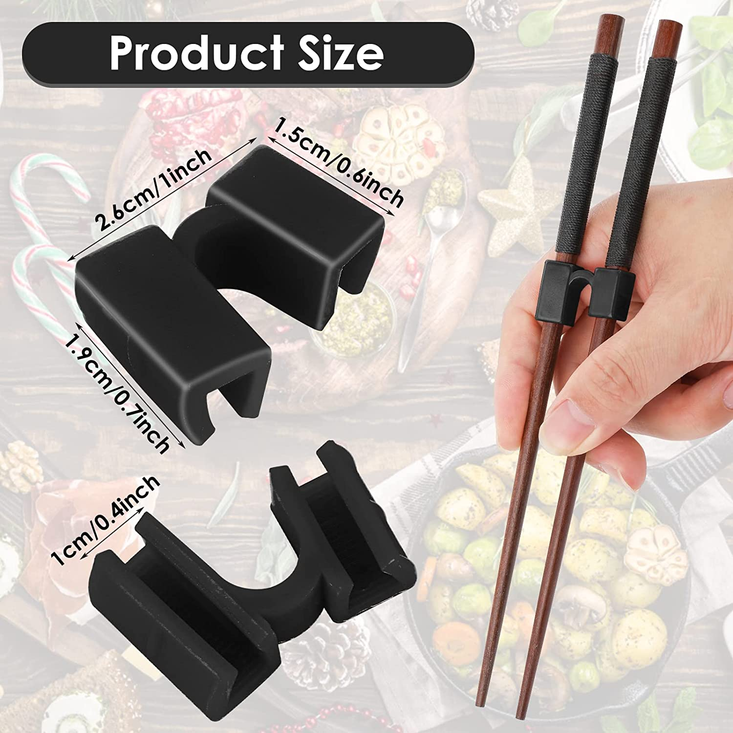 5 Pieces Reusable Chopstick Helper Training Chopsticks Hinges Connector Training Chopstick for Adults, Beginner, Trainers or Learner (Black) image number 5