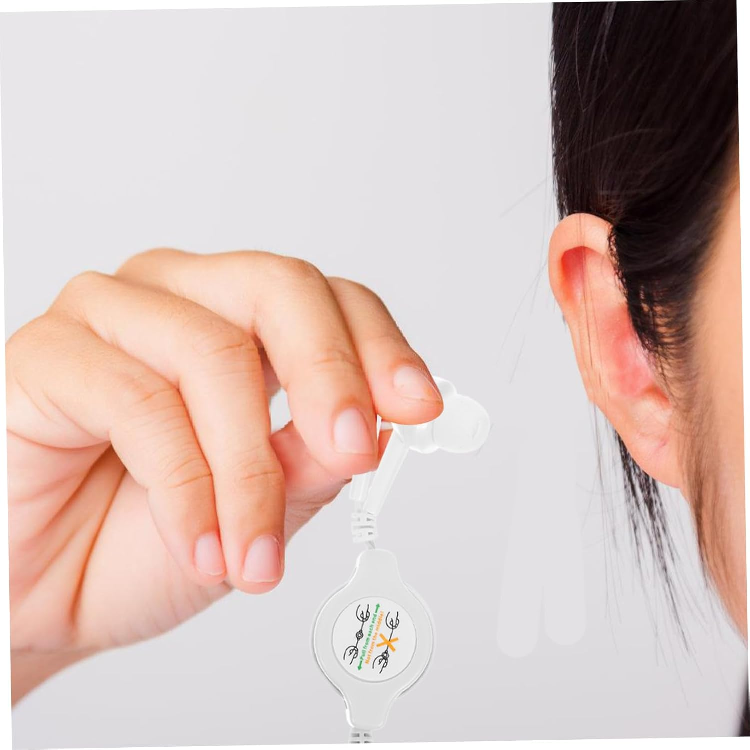 CIYODO Retractable In-Ear Earbuds Wired Headphones for Boys and Girls 3.5Mm Connector White Suitable for Mp3 Players and Digital Devices image number 1