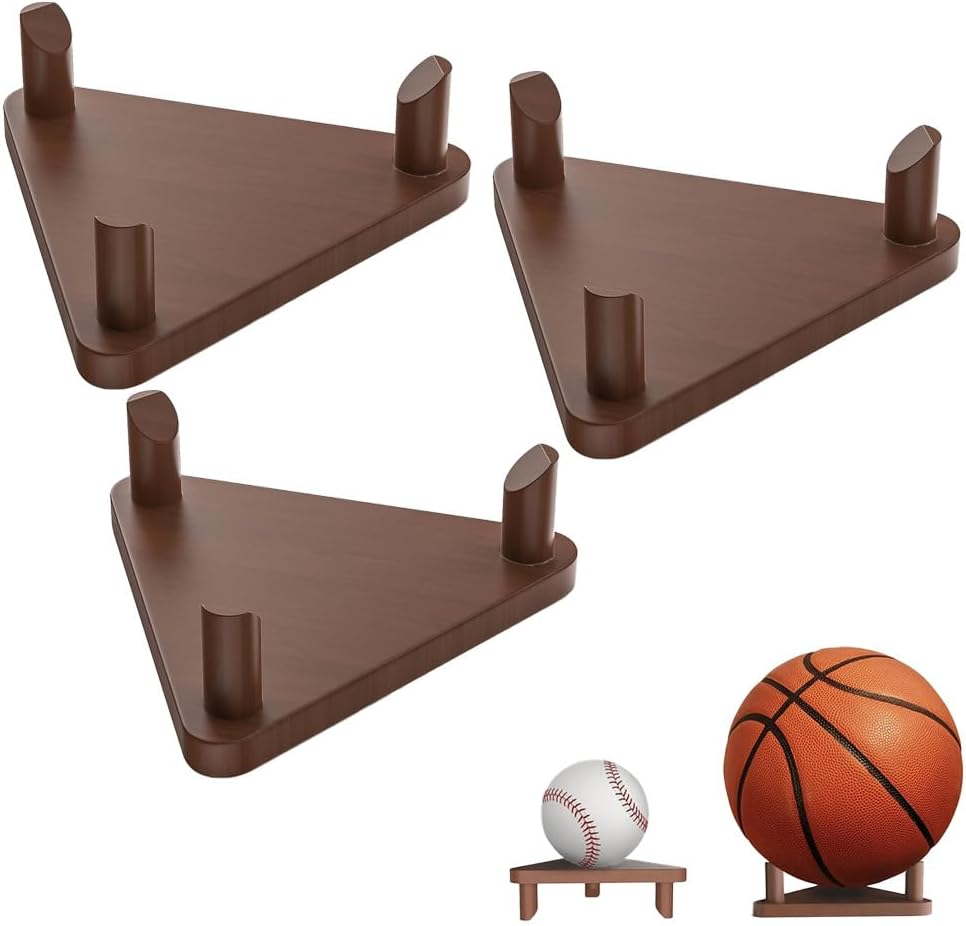 3-Pack Ball Rack, Wooden Display Stand, Souvenir Display Box, Can Be Used for Storage and Display of Sports Balls Such as Football, Rugby, Volleyball, Suitable for Home Decoration, Office, Store image number 3