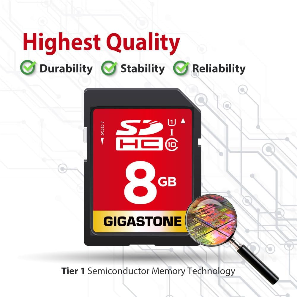 Gigastone 8GB 2-Pack SD Card UHS-I U1 Class 10 SDHC Memory Card Full HD Video Canon Nikon Sony Pentax Kodak Olympus Panasonic Digital Camera image number 4
