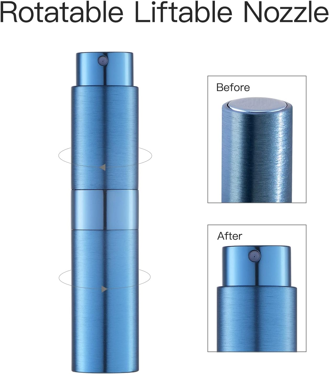 LISAPACK Perfume Travel Refillable Atomizer Bottle, 8Ml Empty Cologne Spray Bottle Dispenser, 4Pcs Portable Sprayer (Black, Silver, Pink, Blue) image number 4