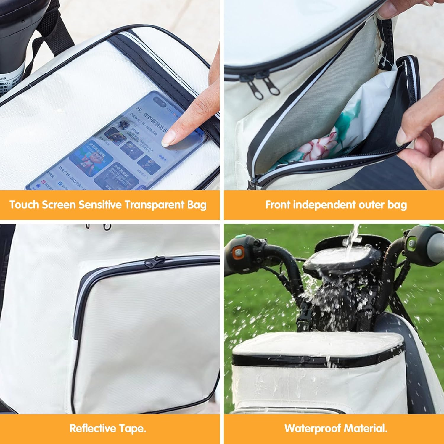 Insulated Bike Cooler Bag with Transparent Phone Pouch - Waterproof Frame Bag for Outdoor Cycling, Hiking, Travel image number 6