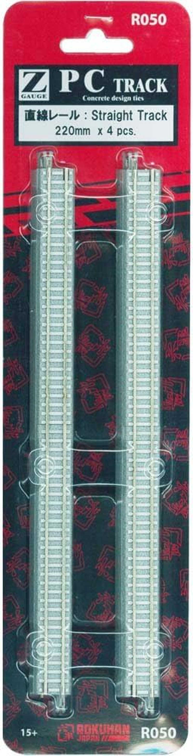 Rokuhan Z Gauge R050 PC Track Straight Rail 8.7 Inches (220 Mm) (Pack of 4)