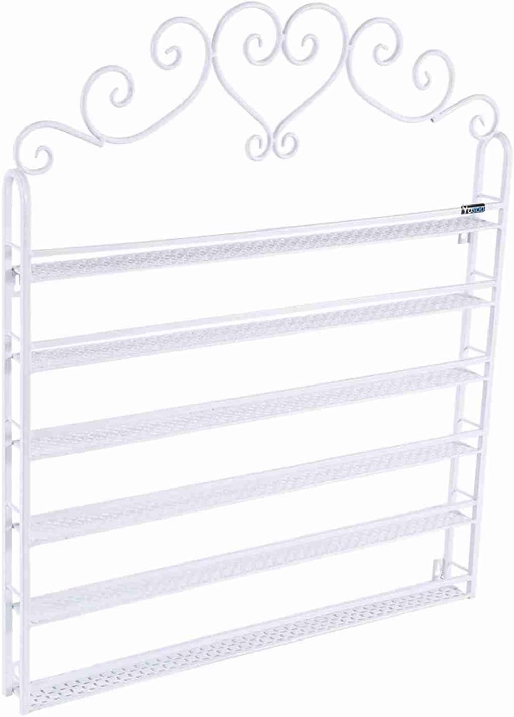 6 Tiers Polish Wall Rack Organizer Nail Display Shelf Stand 180 Bottles Storage Metal Durable (White) image number 1