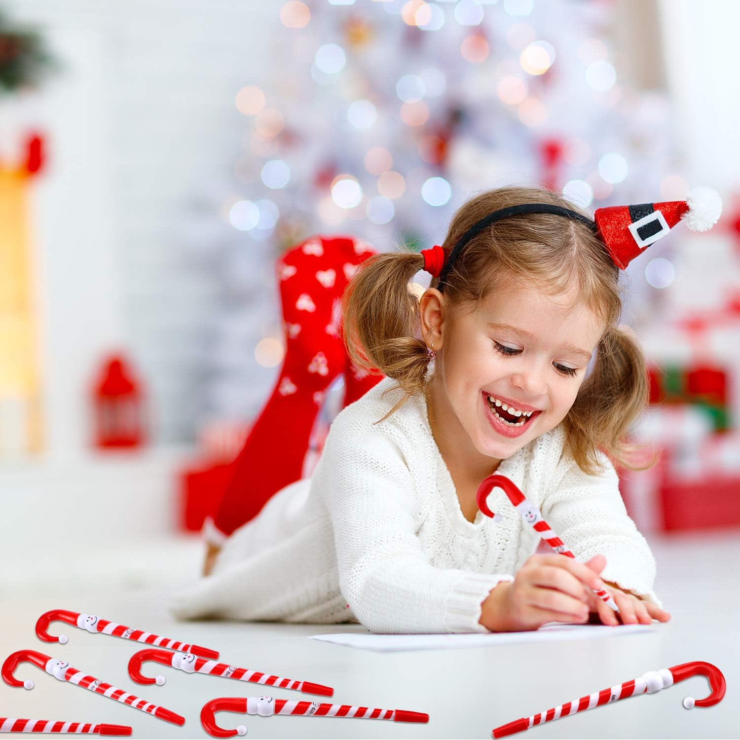 Outus 40 Pieces Christmas Snowman Umbrella Cane Ballpoint Pens for Daily Use, Gifting, Office, School, Home or Parties image number 3