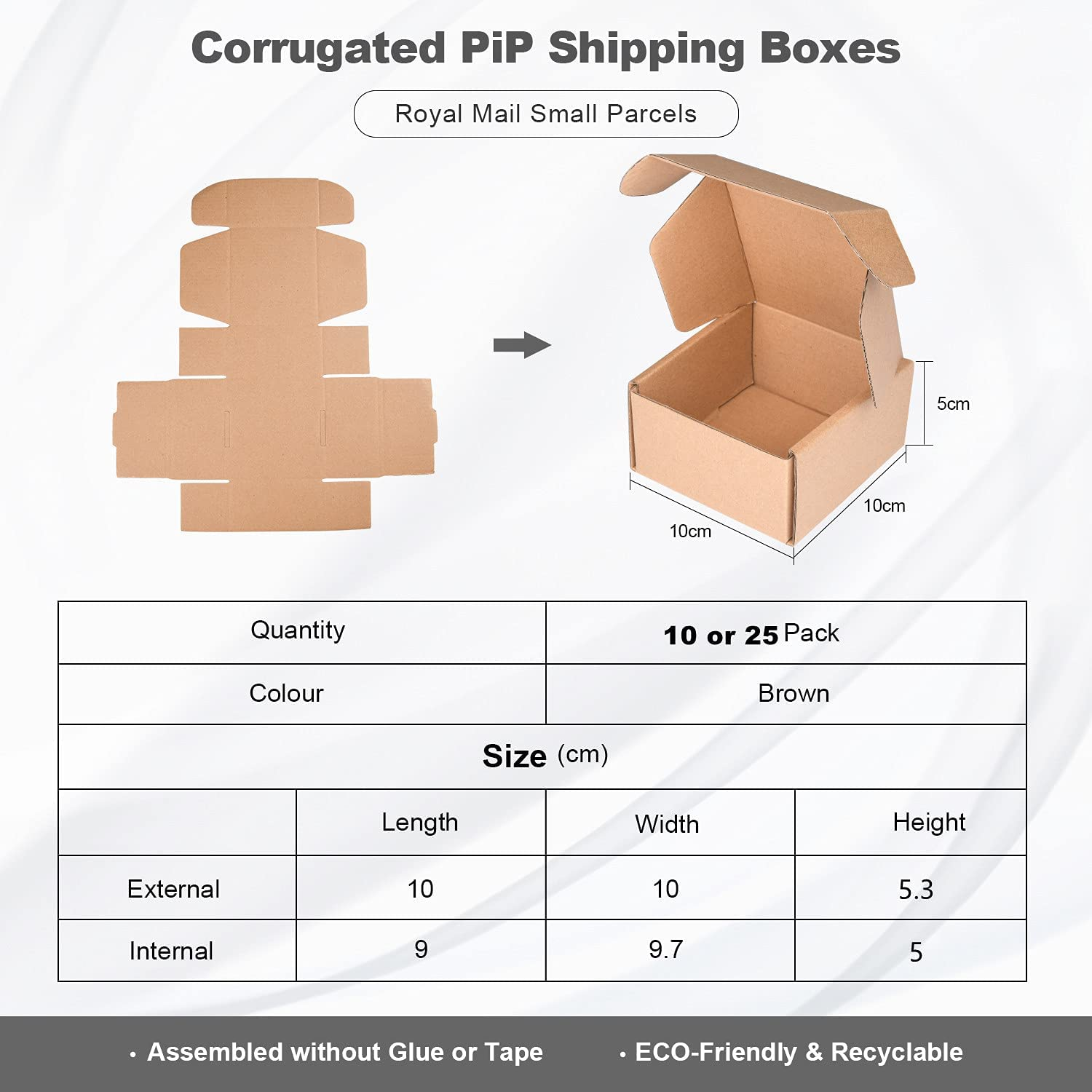 Corrugated Cardboard Shipping Boxes, 100X100X53Mm (4"X4"X2") Small Parcel Boxes - Pack of 25 image number 1
