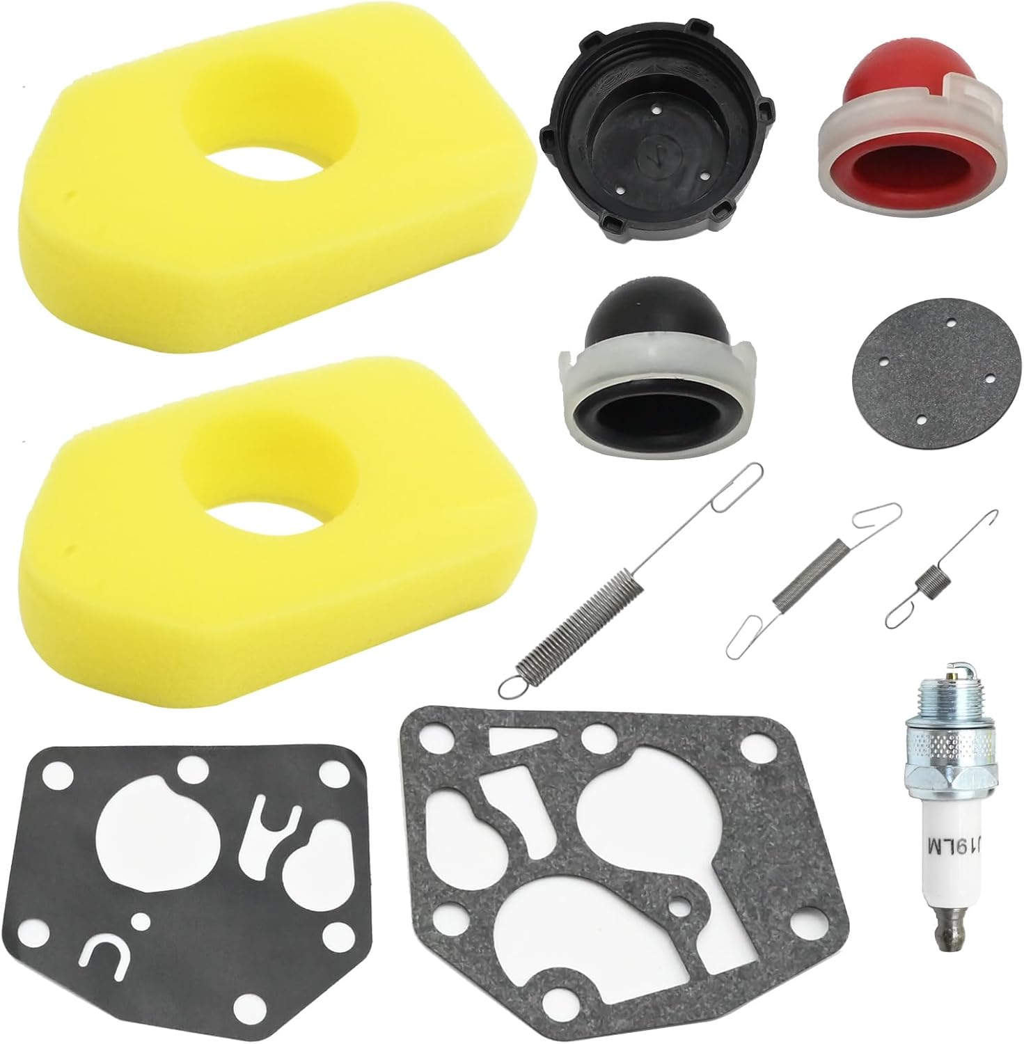 SYOWADA 698369 12PCS Air Filter, Carburetor Diaphragm, Spark Plug Replacement for Brigs-Straton 3.5-4.5 HP, Replace 694394 494408 495770 795083