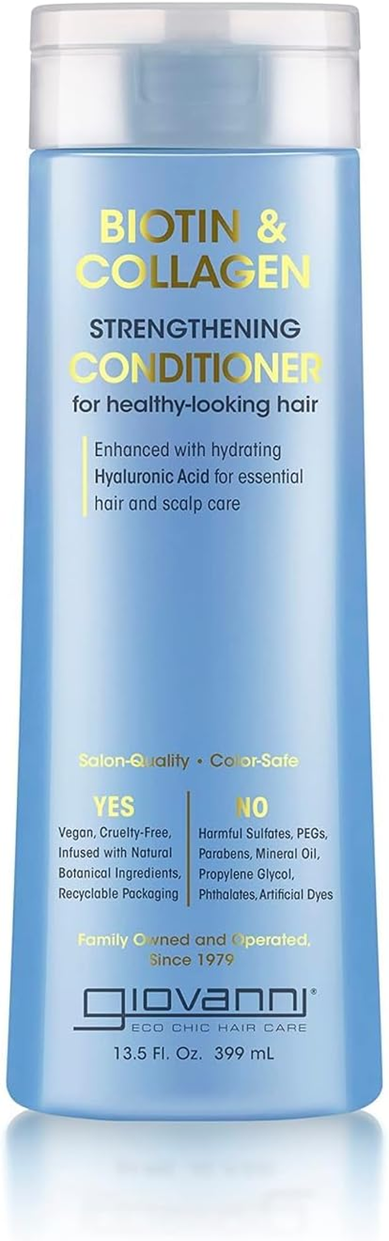 GIOVANNI Biotin & Collagen Conditioner - Strengthening Conditioner, Vegan, Cruelty-Free, Infused with Natural Botanical Ingredients, Salon-Quality, Color-Safe, for Healthy-Looking Hair - 399Ml