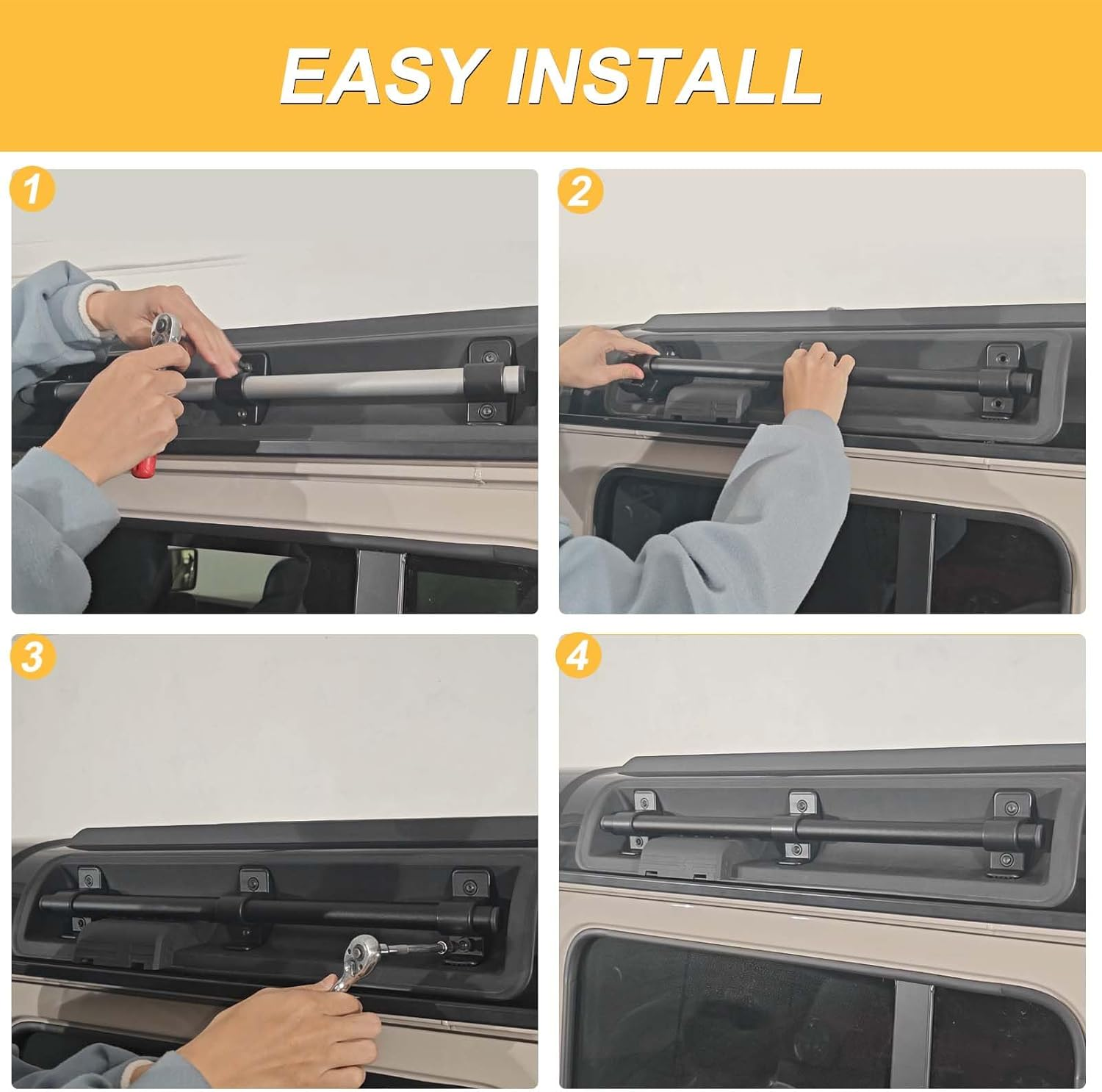 Roof Rack Cross Bars Compatible with INEOS Grenadier 2020-2025 Accessories | Aluminium Alloy Roof Rail Cargo Carrier System | 4PC Set image number 1