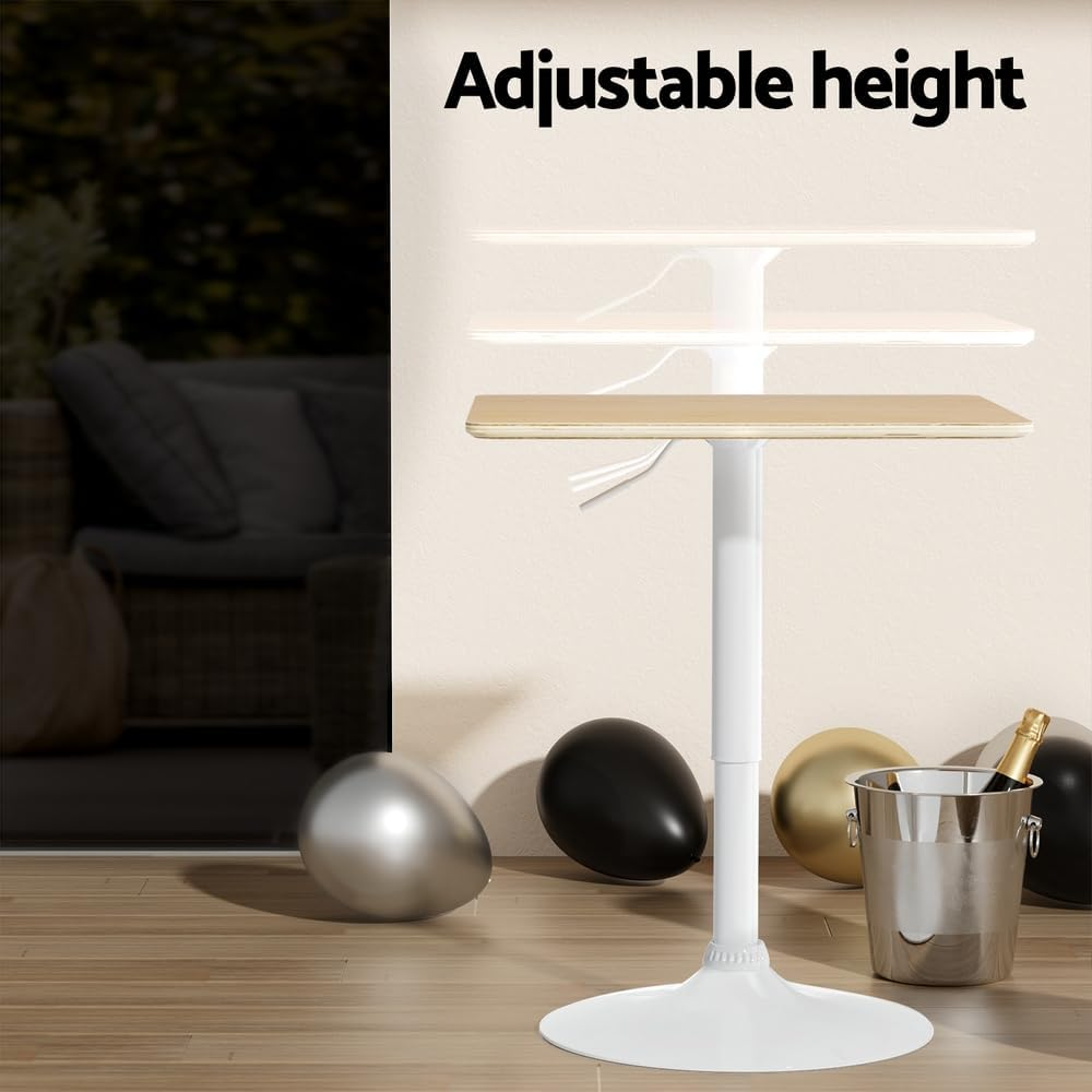 Artiss Bar Table Swivel Base Gas Lift Counter Dining Table 60CM Square Pine image number 6