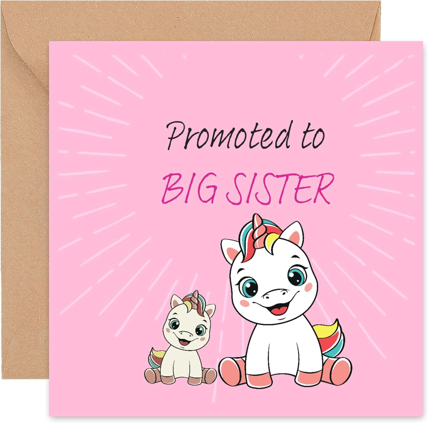 Promoted to Big Sister Card - New Baby - Big Brother - Baby Shower Card - Girl Boy Cards - Congratulations Pregnancy - 14Cm