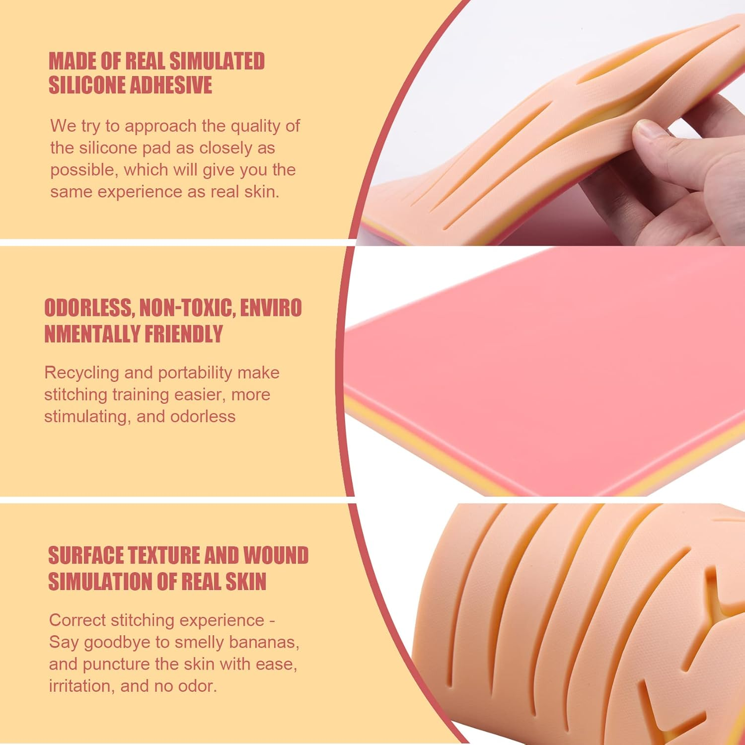 Upgraded 3-Layer Suture Pad with Wounds for Practicing Suturing - Not Easily Separate, Tear or Rip image number 1
