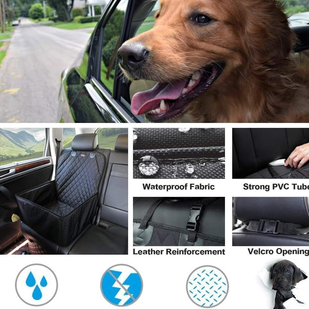 Fohouse Dog Car Seat Cover, Pet Dog Car Seat Cover for Front Seat, Full Protection Dogs Car Seat Cover with Side Flaps, Nonslip Scratchproof Front Seat Cover Fits for Cars, Trucks, Suvs, Jeep image number 2