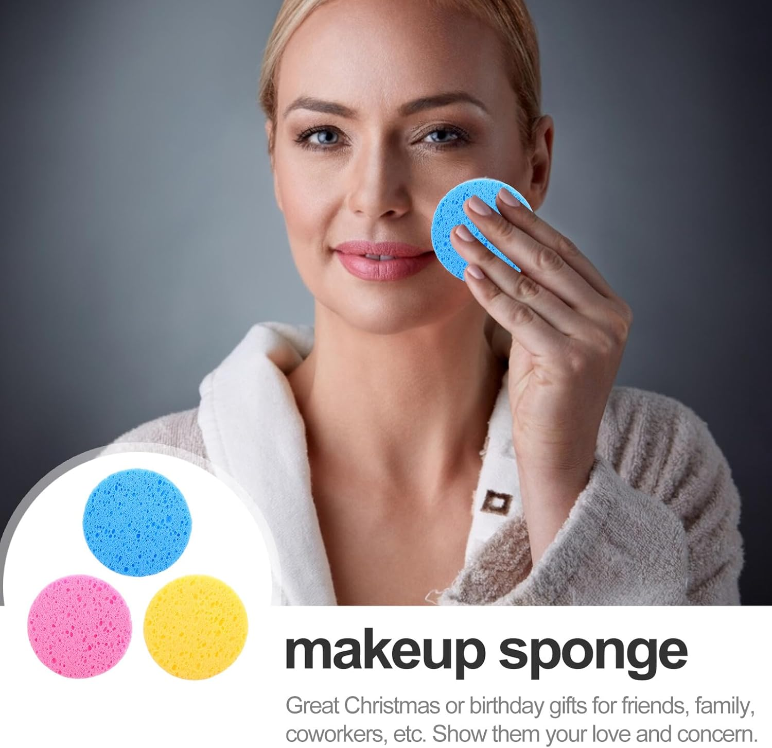 MUSISALY 30Pcs Facial Makeup Removal Sponges Gentle Exfoliating Cellulose Face Cleansing Pads for Deep Pore Cleaning Oil Removal and Smooth Skin Includes Pink Blue Pads image number 2