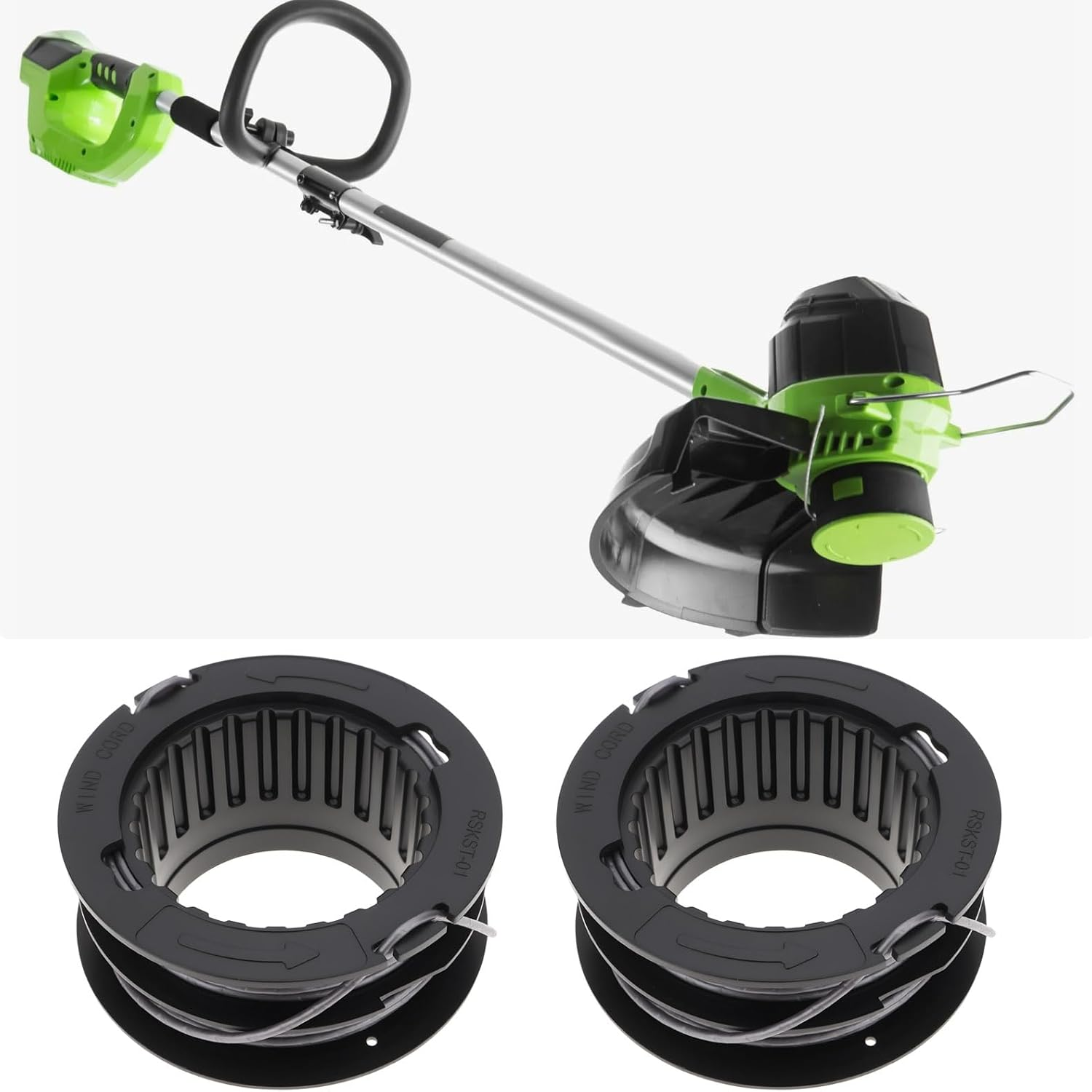 Emsea 2Pcs Lawn Trimmer Double Coil 2930507 SB00L00 Compatible with Greenworks 40V 80V GD40BC GD40BCB GST1246 image number 4