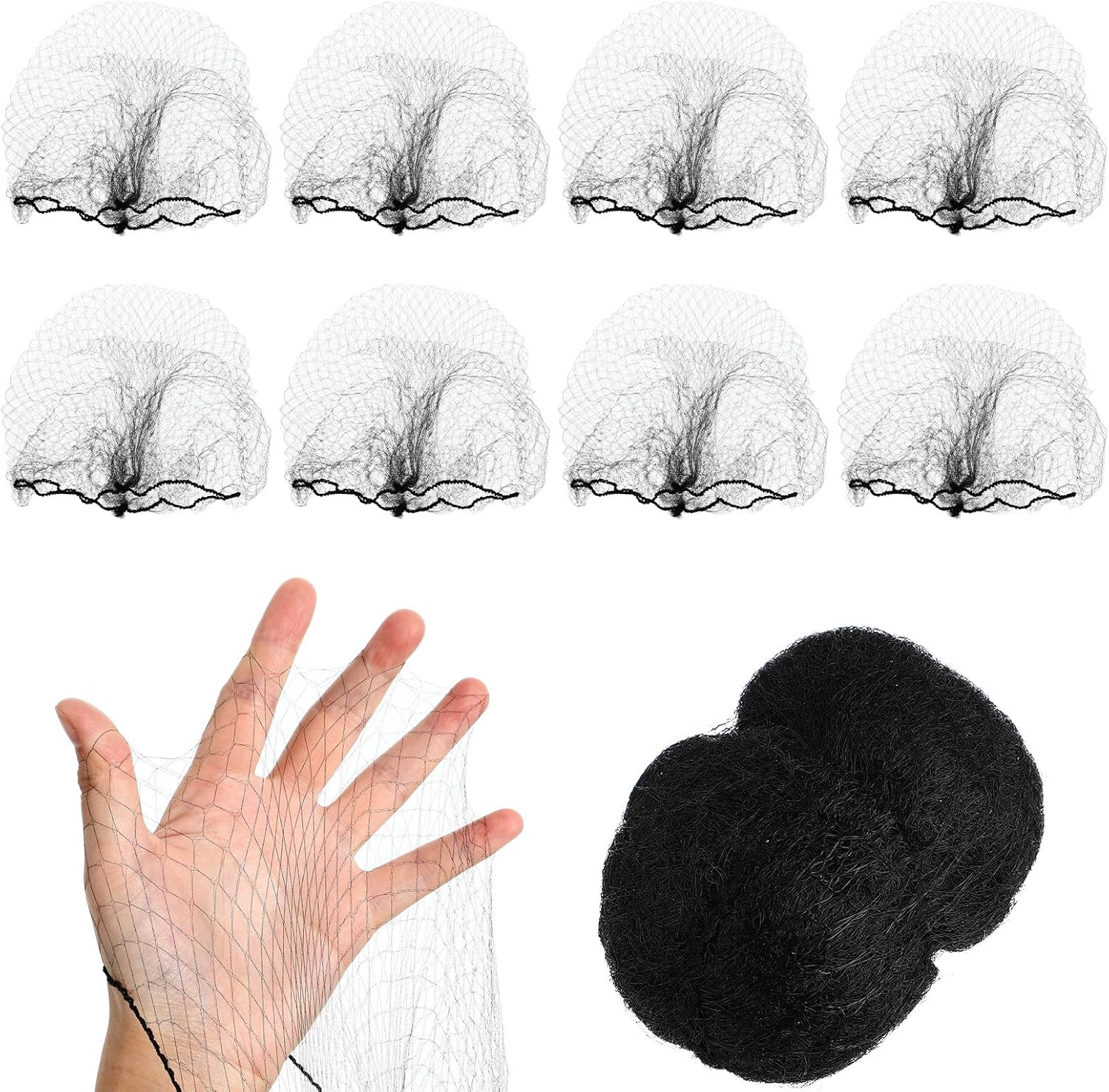 MOTHNUR Elastic Black Hair Nets 100 Pieces Breathable Cotton Mesh for Food Industry Workers and Medical Professionals Comfortable Fit image number 2