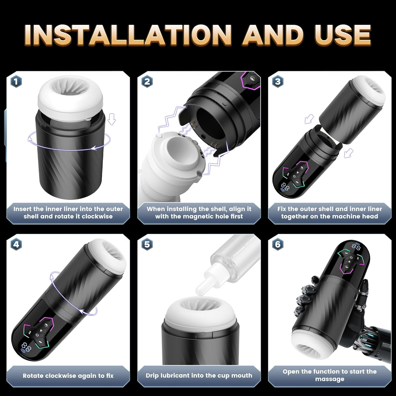 Automatic Male Masturbator Cup - Male Sex Toys Penis Pump with 10 Vibrating & Sucking & Thrusting & Licking & Heating Modes, Pocket Pussy Mens Stroker Adult Sex Toys for Men