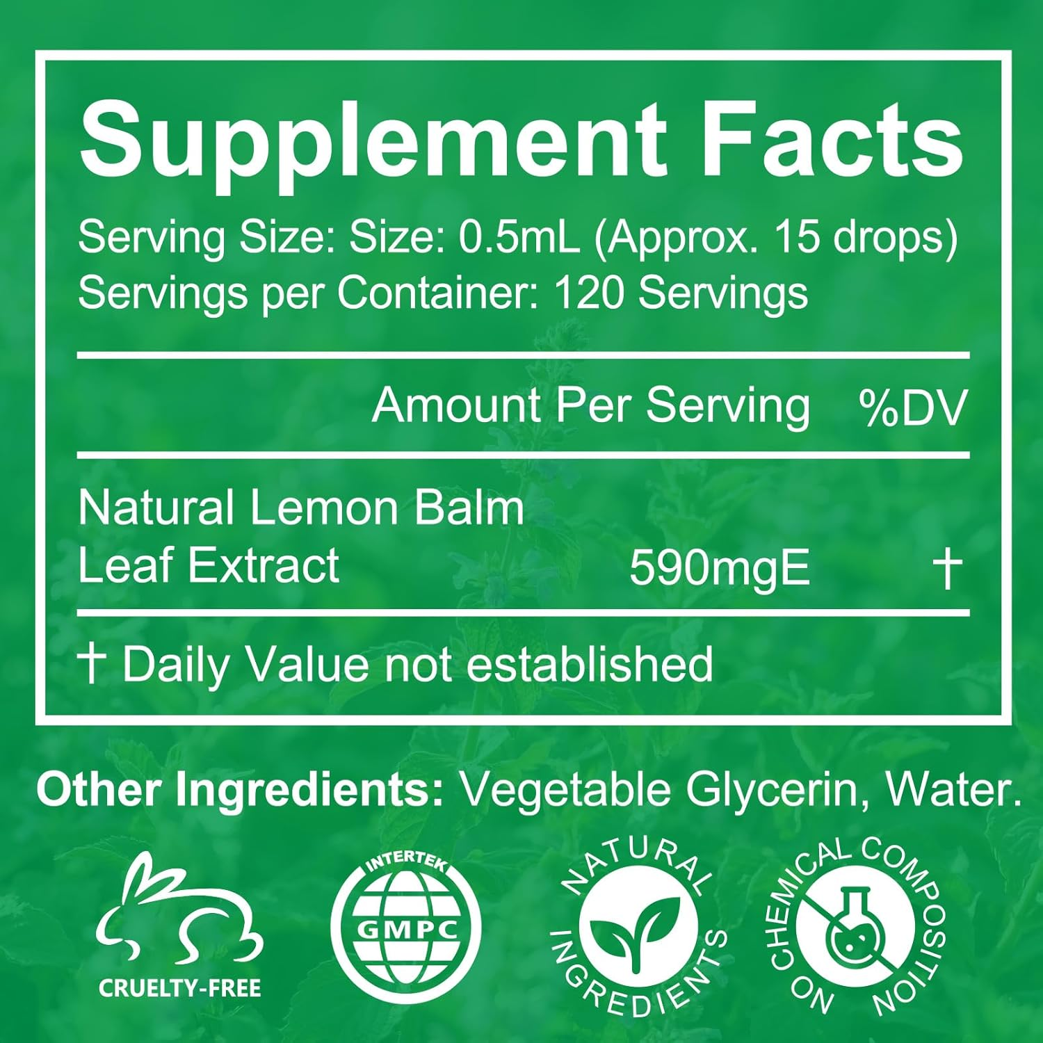 Organic Lemon Balm Liquid Extract 60Ml | Natural Lemon Balm Leaf Extract | Alcohol-Free Tincture | Vegan & Non-Gmo | Liquid Herbal Supplement for Daily Balance image number 1