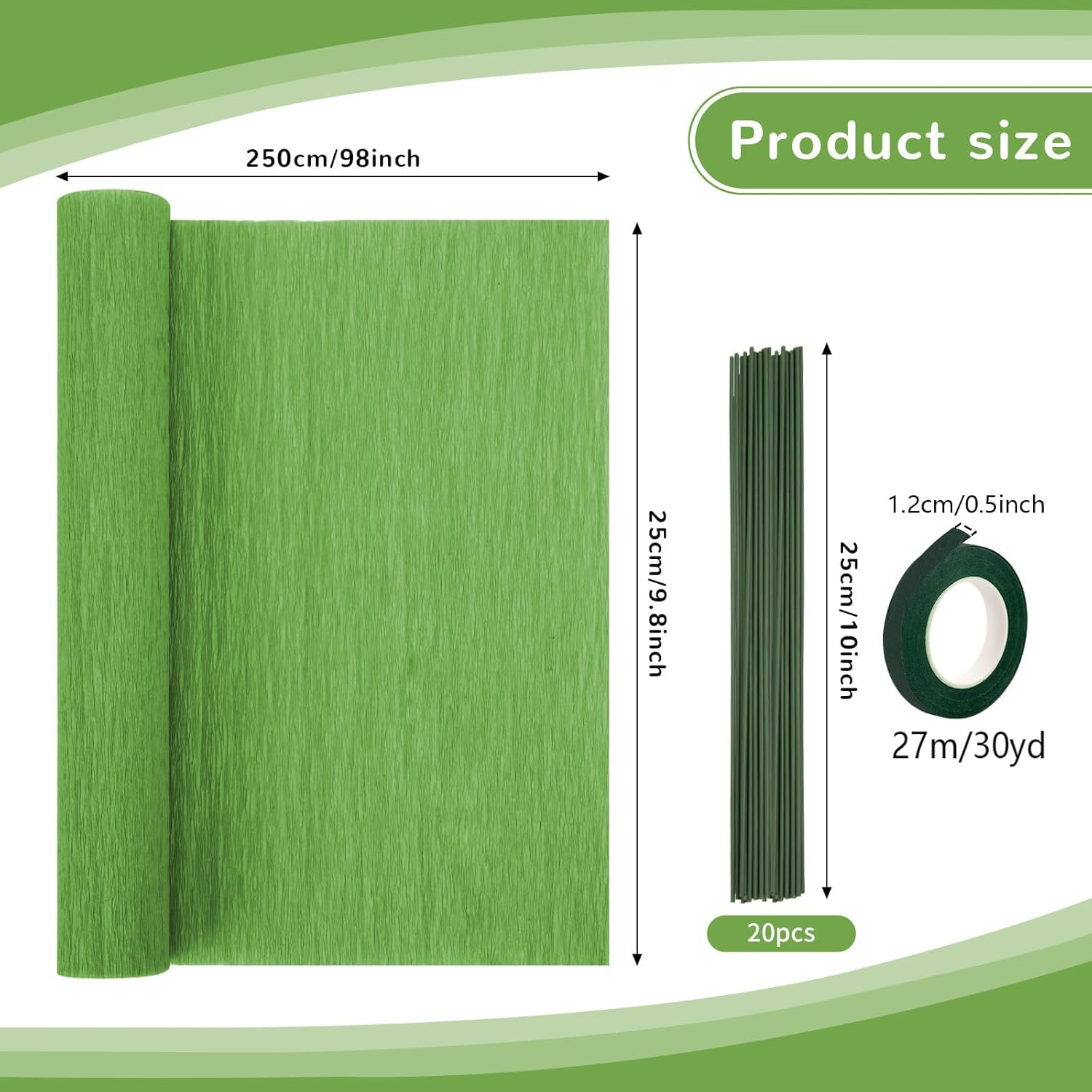 Crepe Paper Streamers 8 Rolls, 10 X 98Inch 8 Yellow&Green Colors Crepe Paper Sheets for DIY Gift Colourful Paper Flower Wrapping Paper Crafts Birthday Wedding Holiday Party Decorations image number 5